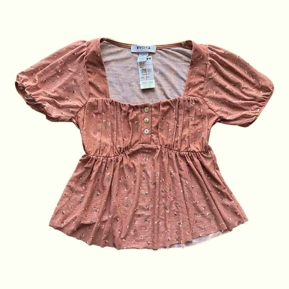 NWT-TILLYS-RSQ-FLORAL BABYDOLL TOP-SIZE XS